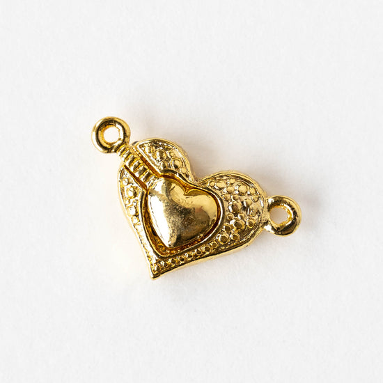 Magnetic Heart Clasp - Gold - 1 clasp