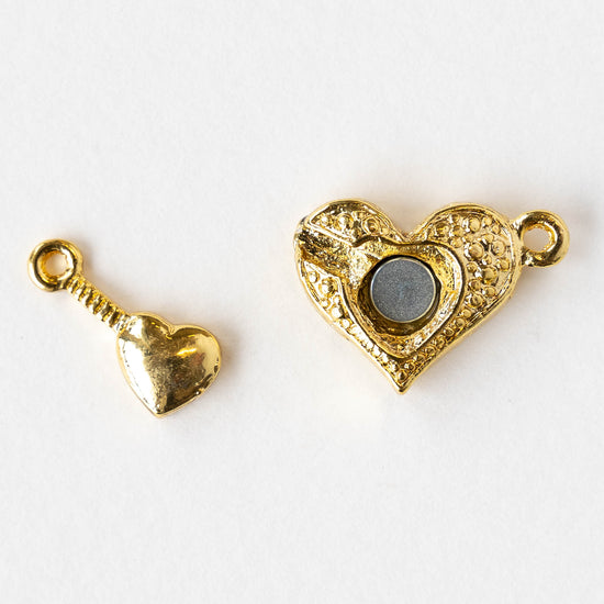 Magnetic Heart Clasp - Gold - 1 clasp