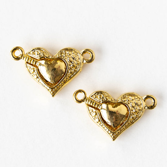 Magnetic Heart Clasp - Gold - 1 clasp