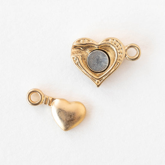 Magnetic Heart Clasp - Matte Gold - 1 clasp