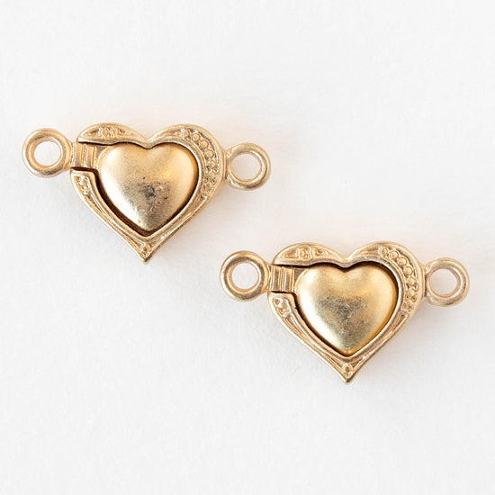 Magnetic Heart Clasp - Matte Gold - 1 clasp