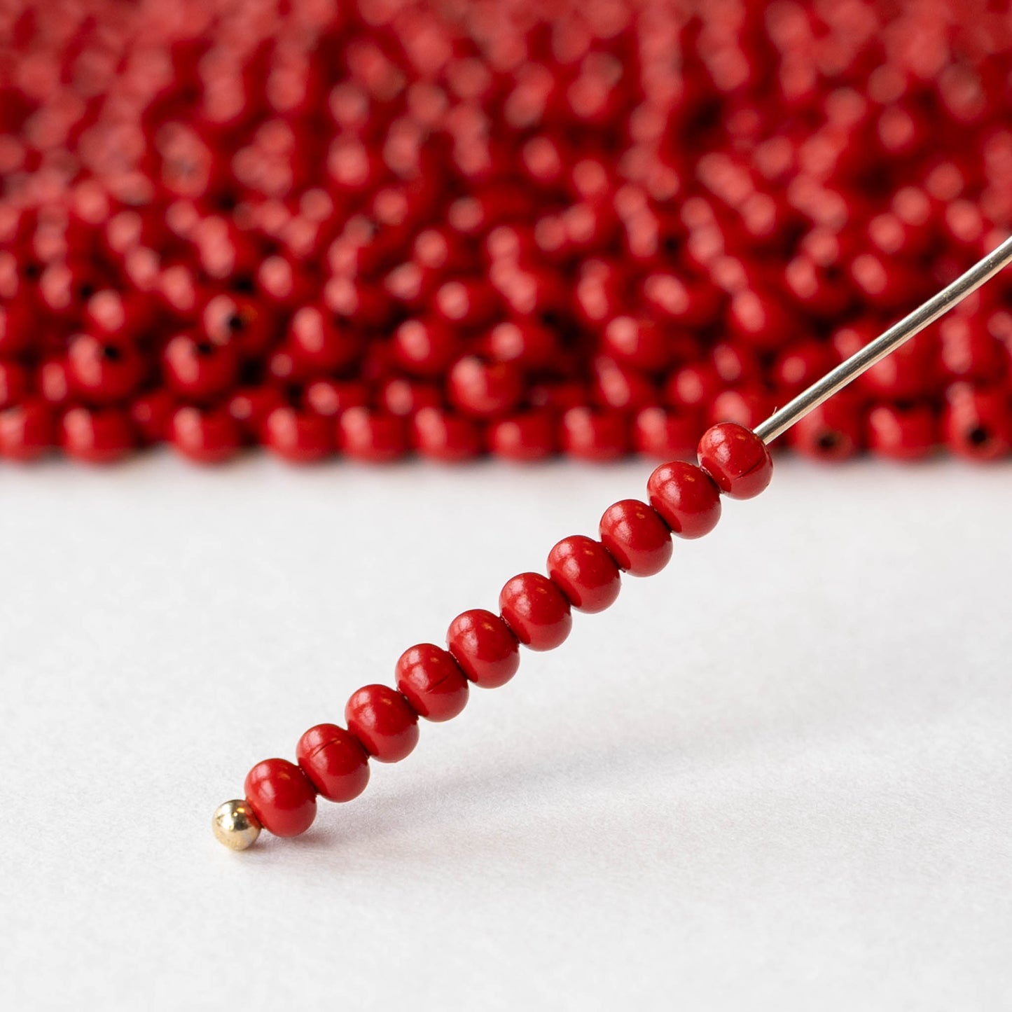 8/0 Metal Seed Beads - Red ~150 beads