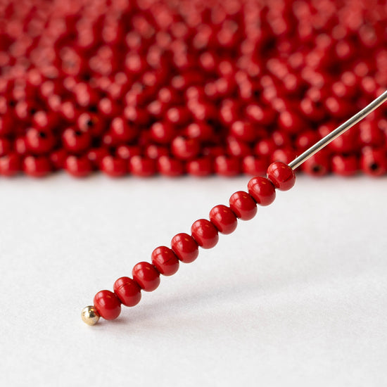 8/0 Metal Seed Beads - Red ~150 beads
