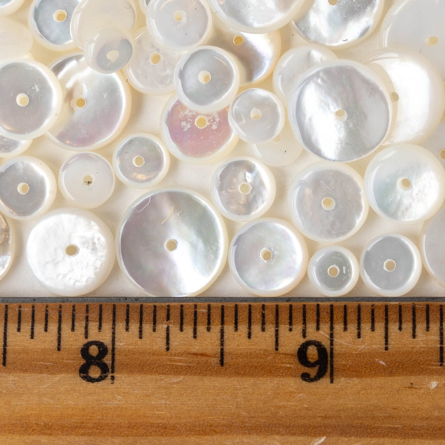 Graduated Disk Graduated Mother of Pearl Disk Beads - 8 Inches -80 beads ...