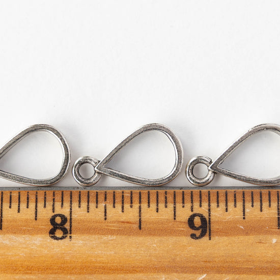 21x12mm Open Drop Pendant - Silver Plated - 1, 2 or 6 pieces
