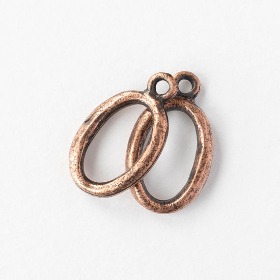 20x12mm Open Oval Pendant - Copper Plated - 1, 2 or 6 pieces