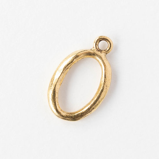 Open Oval Pendant - 24k Gold Plated - 1, 2 or 6 pieces