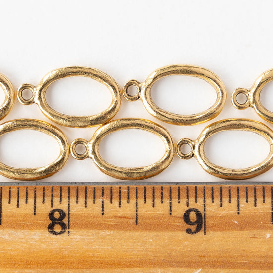 Open Oval Pendant - 24k Gold Plated - 1, 2 or 6 pieces