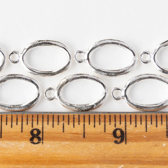 Oval Pendant - Silver Plated - 1, 2 or 6 pieces