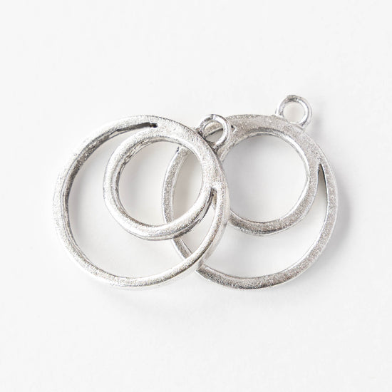 Open Split Circle Pendant - Silver Plated - 1, 2 or 6 pieces