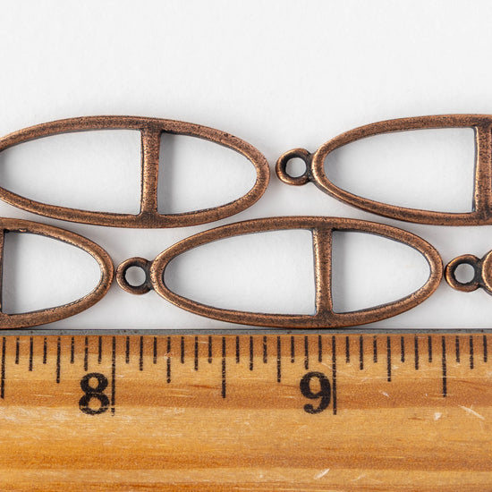 Large Open Split Long Oval Pendant - Antiqued Copper Plated - 1, 2 or 6 pieces