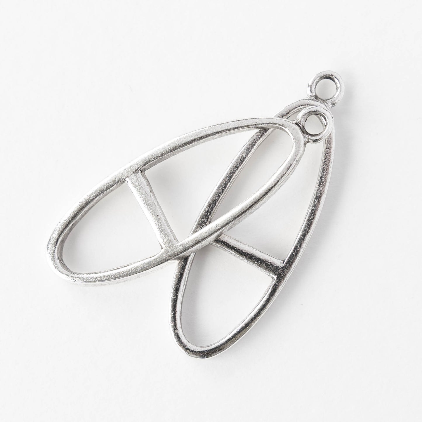 Large Open Split Long Oval Pendant - Silver Plated - 1, 2 or 6 pieces