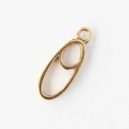 Small Open Split Oval Pendant - 24k Gold Plated - 1, 2 or 6 pieces