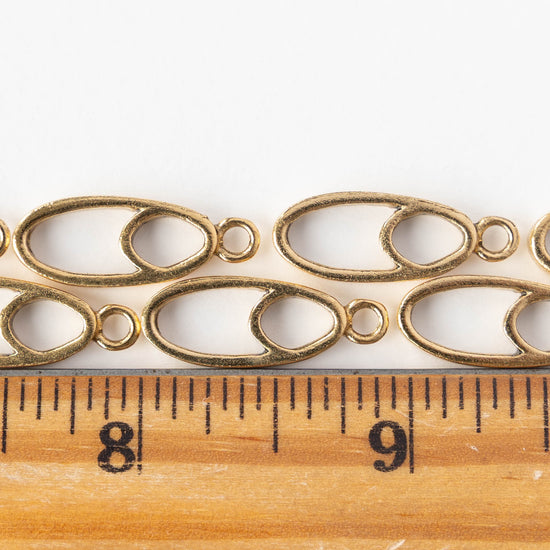 Small Open Split Oval Pendant - 24k Gold Plated - 1, 2 or 6 pieces