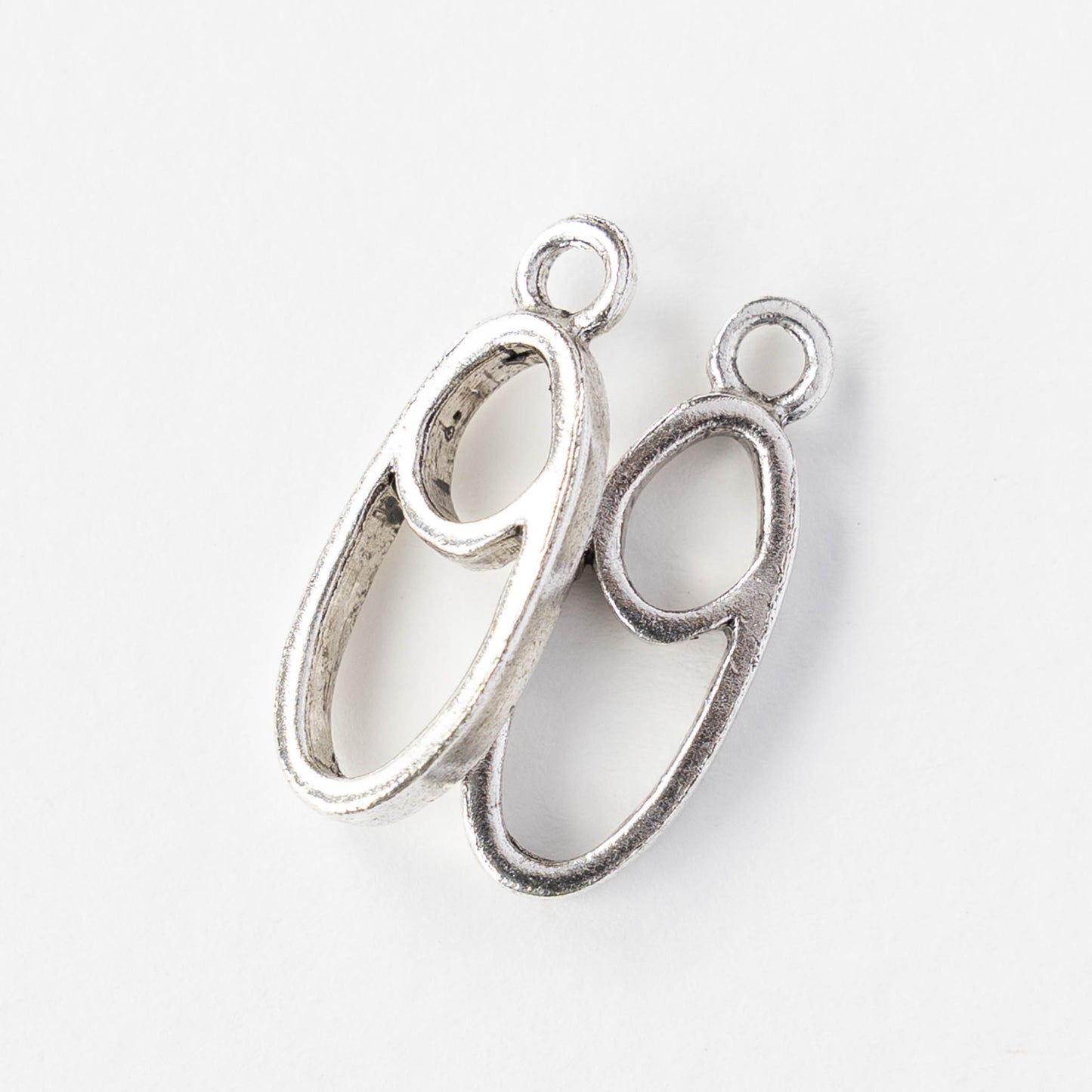 Small Open Split Oval Pendant - Silver Plated - 1, 2 or 6 pieces