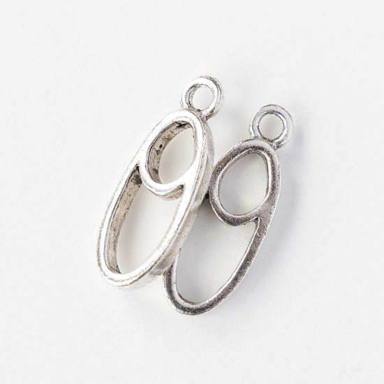 Small Open Split Oval Pendant - Silver Plated - 1, 2 or 6 pieces