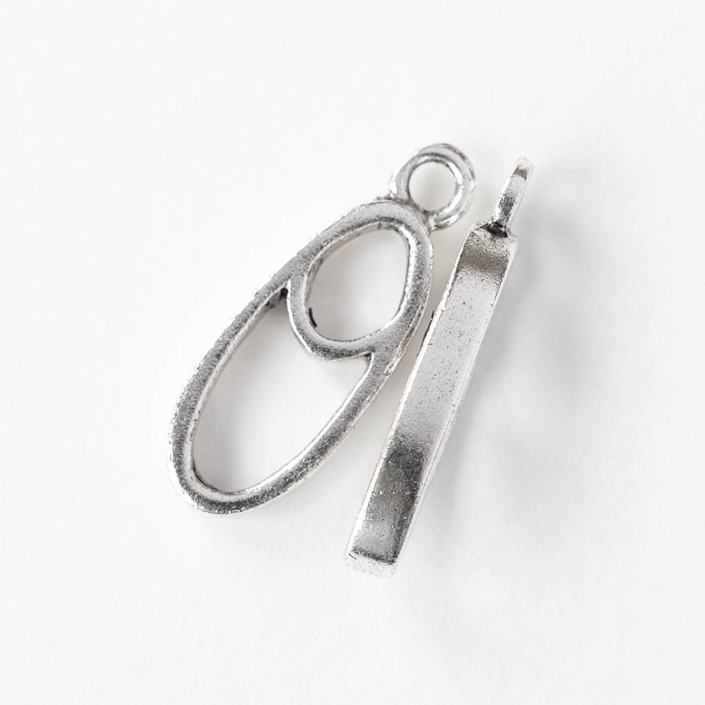 Small Open Split Oval Pendant - Silver Plated - 1, 2 or 6 pieces