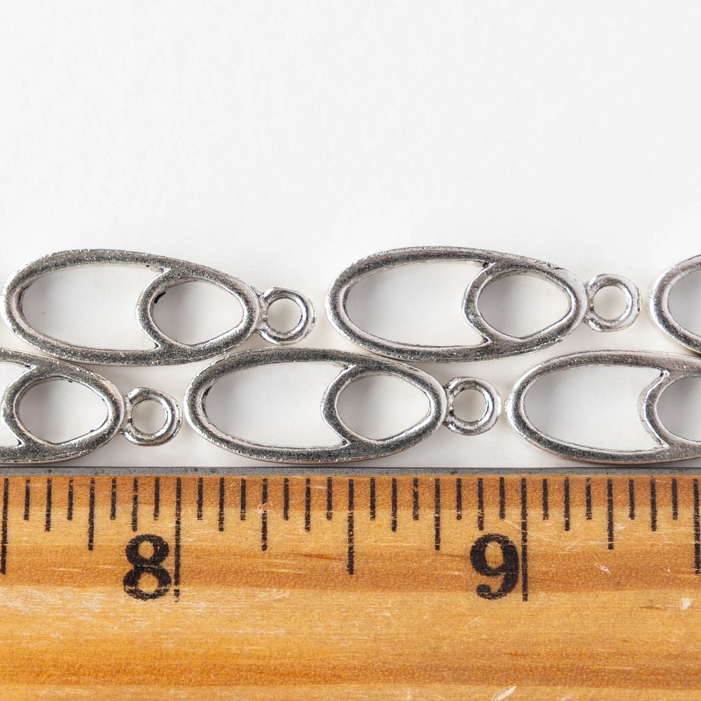 Small Open Split Oval Pendant - Silver Plated - 1, 2 or 6 pieces