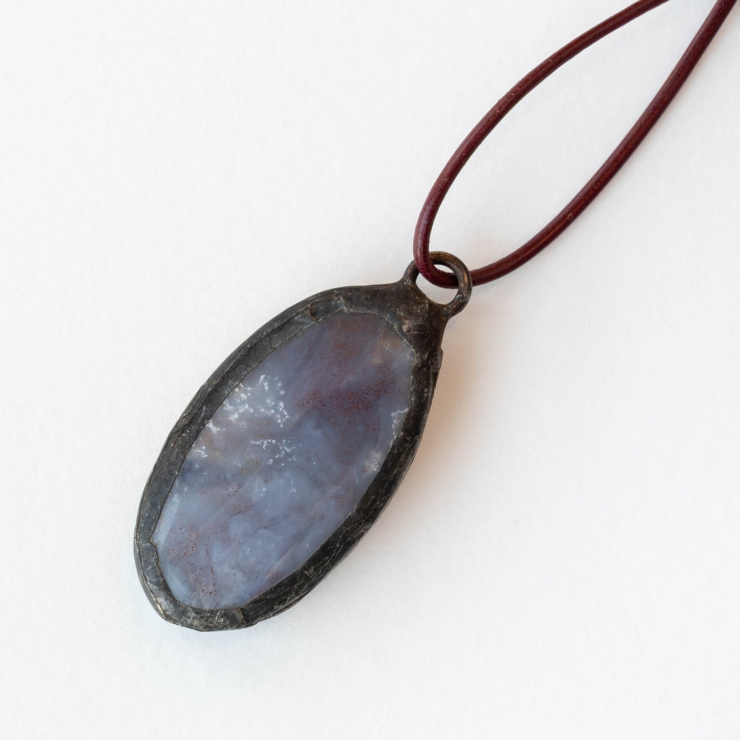 OOAK Stone Oval Pendant - Purple Agate- 1 piece