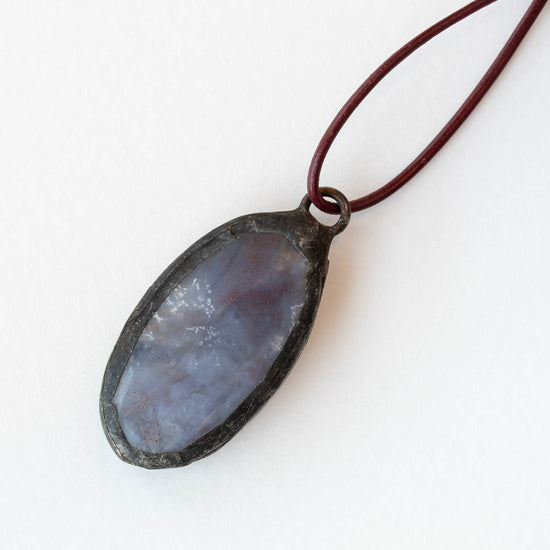OOAK Stone Oval Pendant - Purple Agate- 1 piece