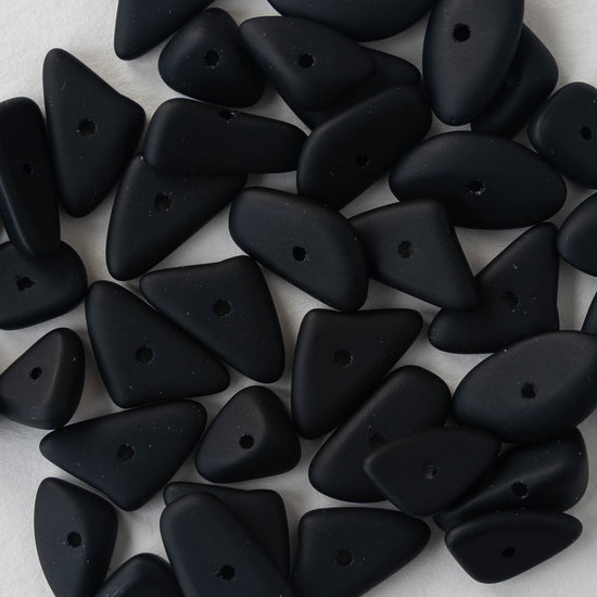 Frosted Glass Pebbles -Opaque Black - 50 Beads