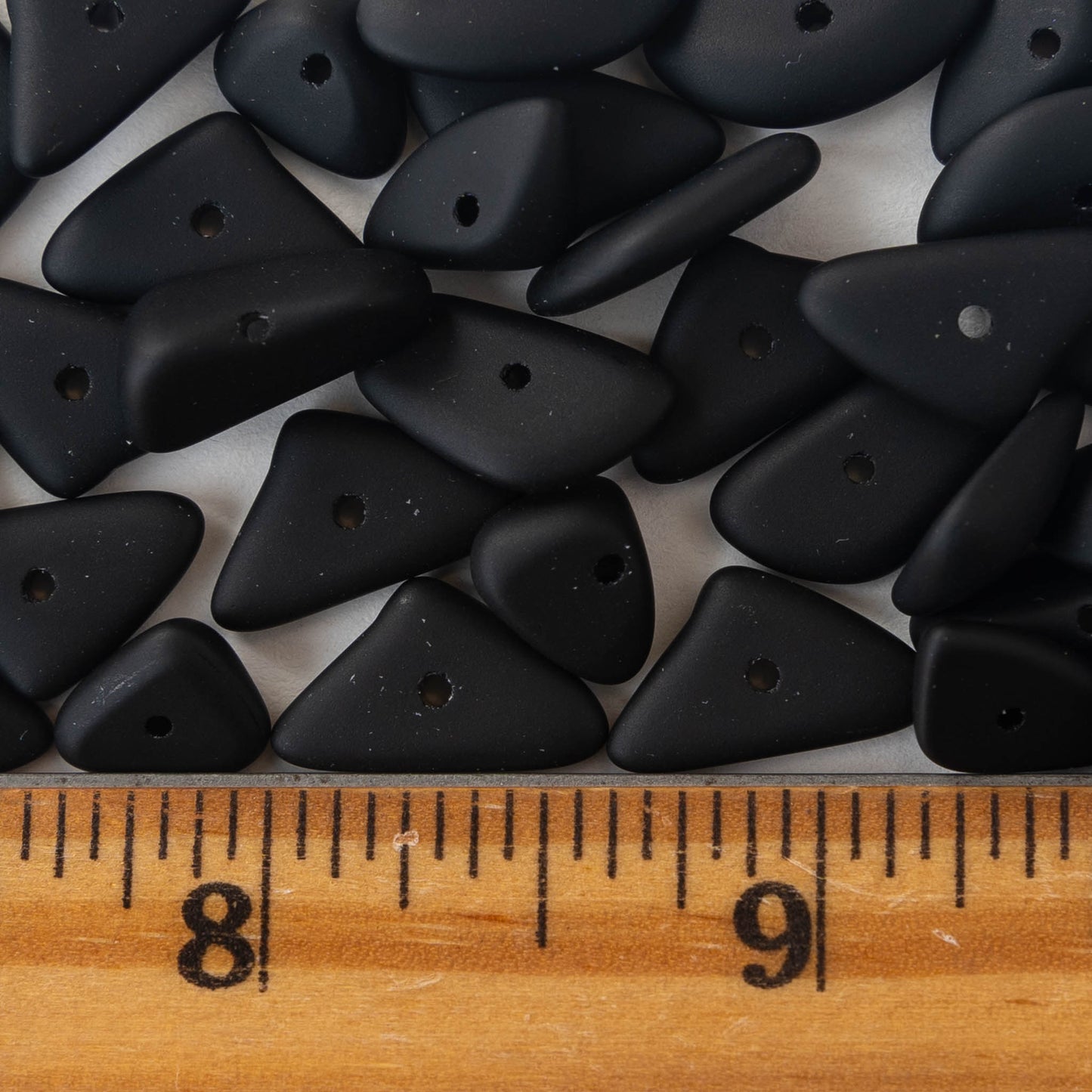 Frosted Glass Pebbles -Opaque Black - 50 Beads