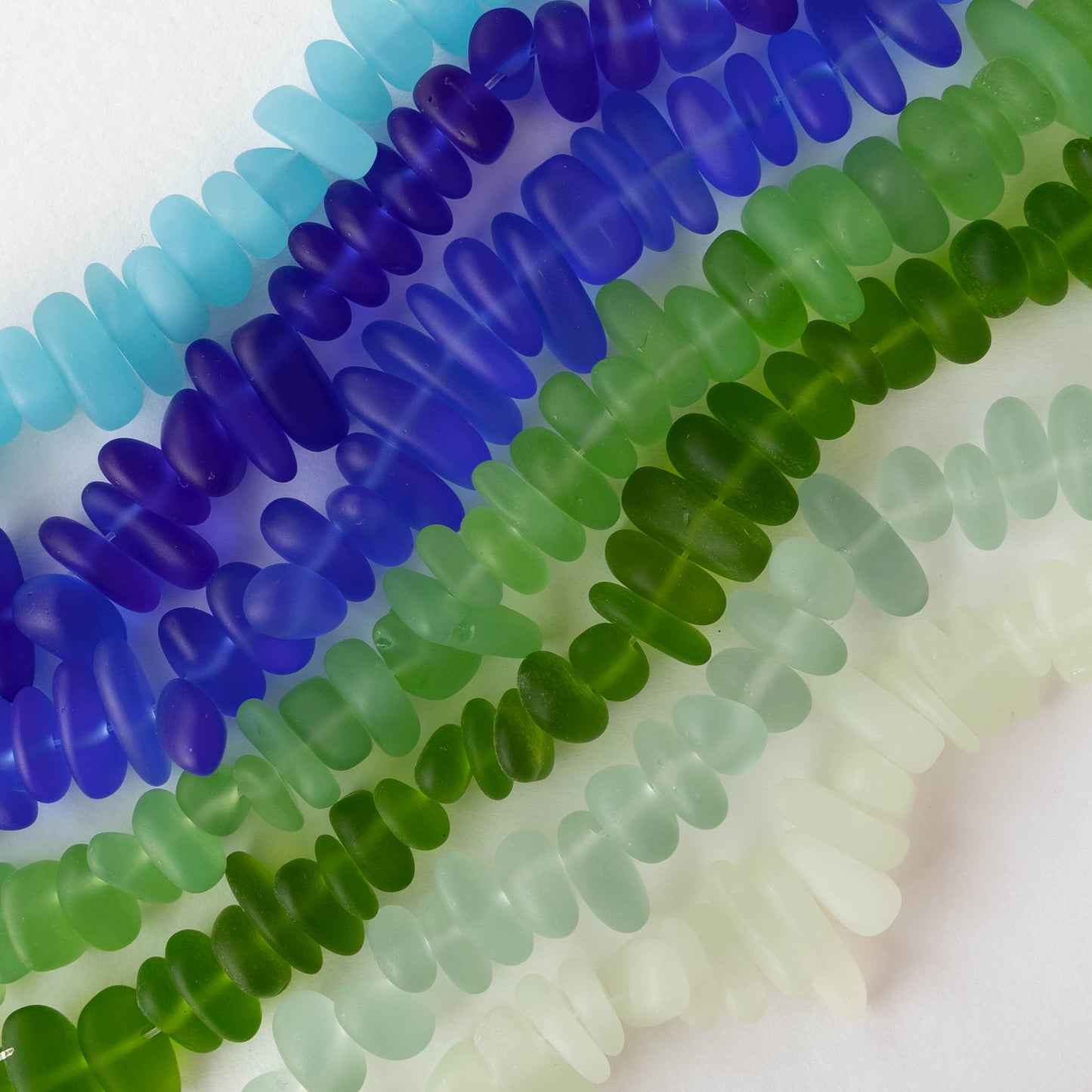 Frosted Glass Pebbles - Beach Mix - 50 grams ~60 beads