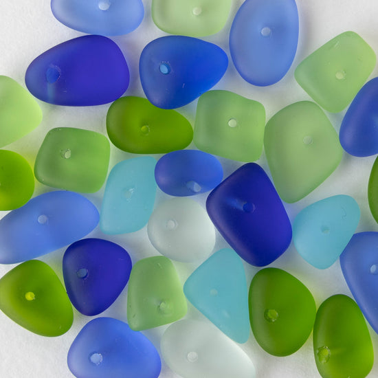 Frosted Glass Pebbles - Beach Mix - 50 grams ~60 beads