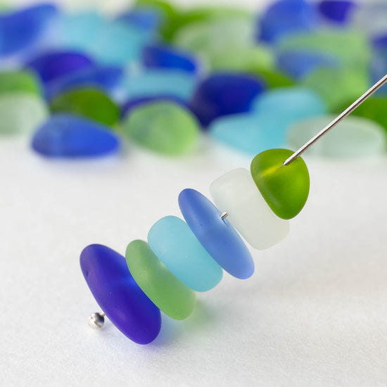 Frosted Glass Pebbles - Beach Mix - 50 grams ~60 beads