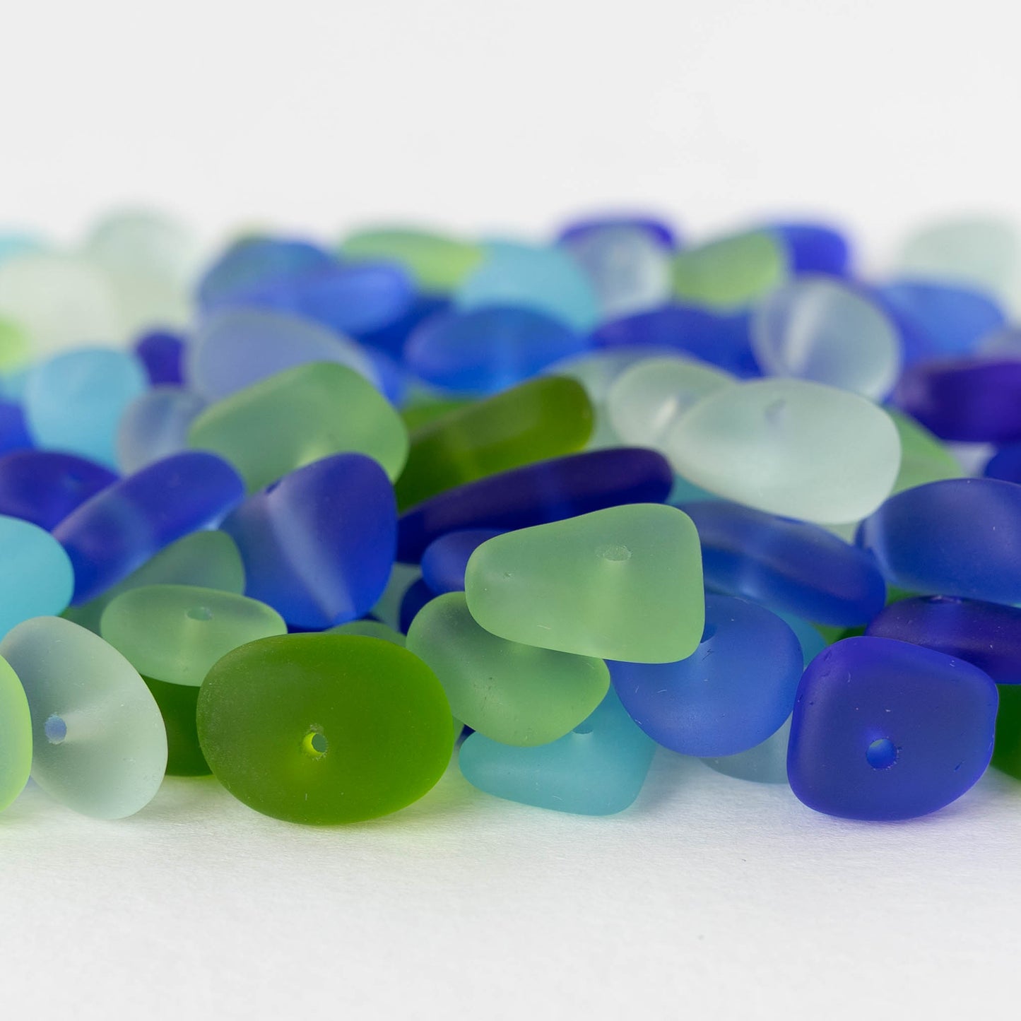 Frosted Glass Pebbles - Beach Mix - 50 grams ~60 beads