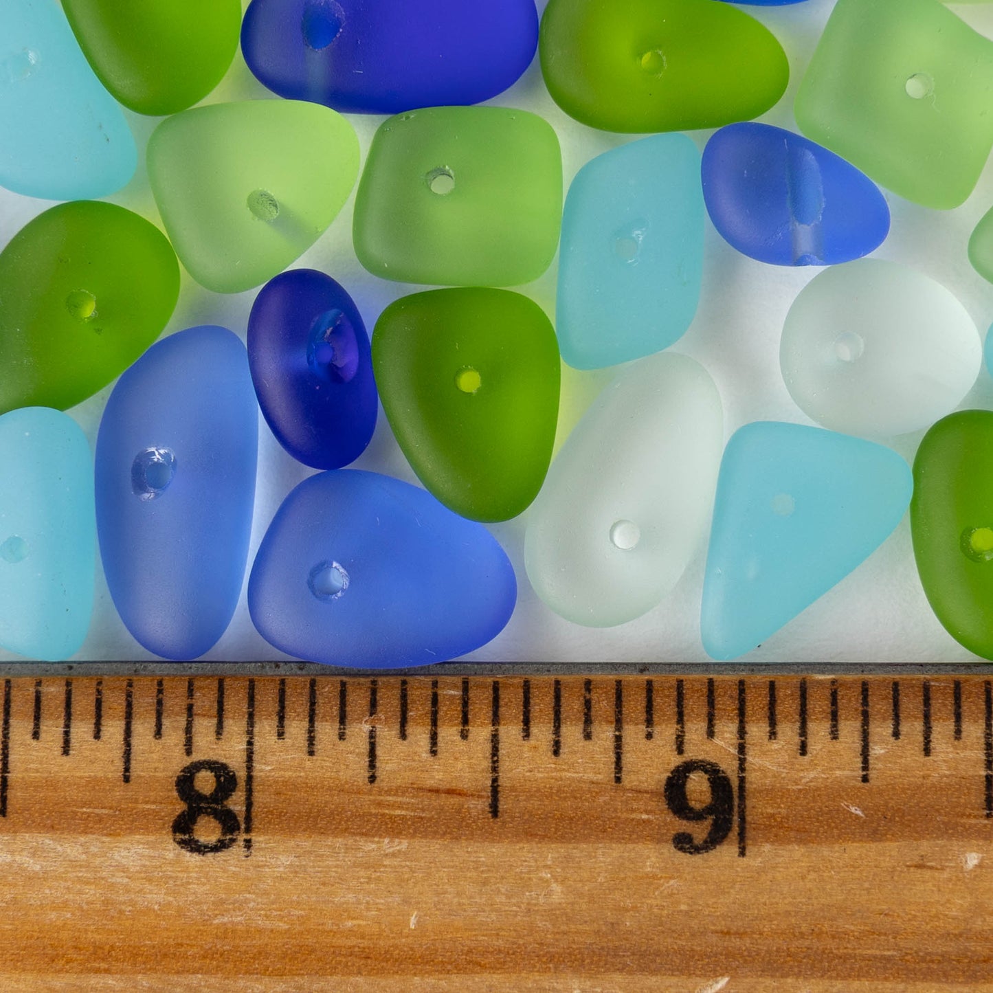 Frosted Glass Pebbles - Beach Mix - 50 grams ~60 beads