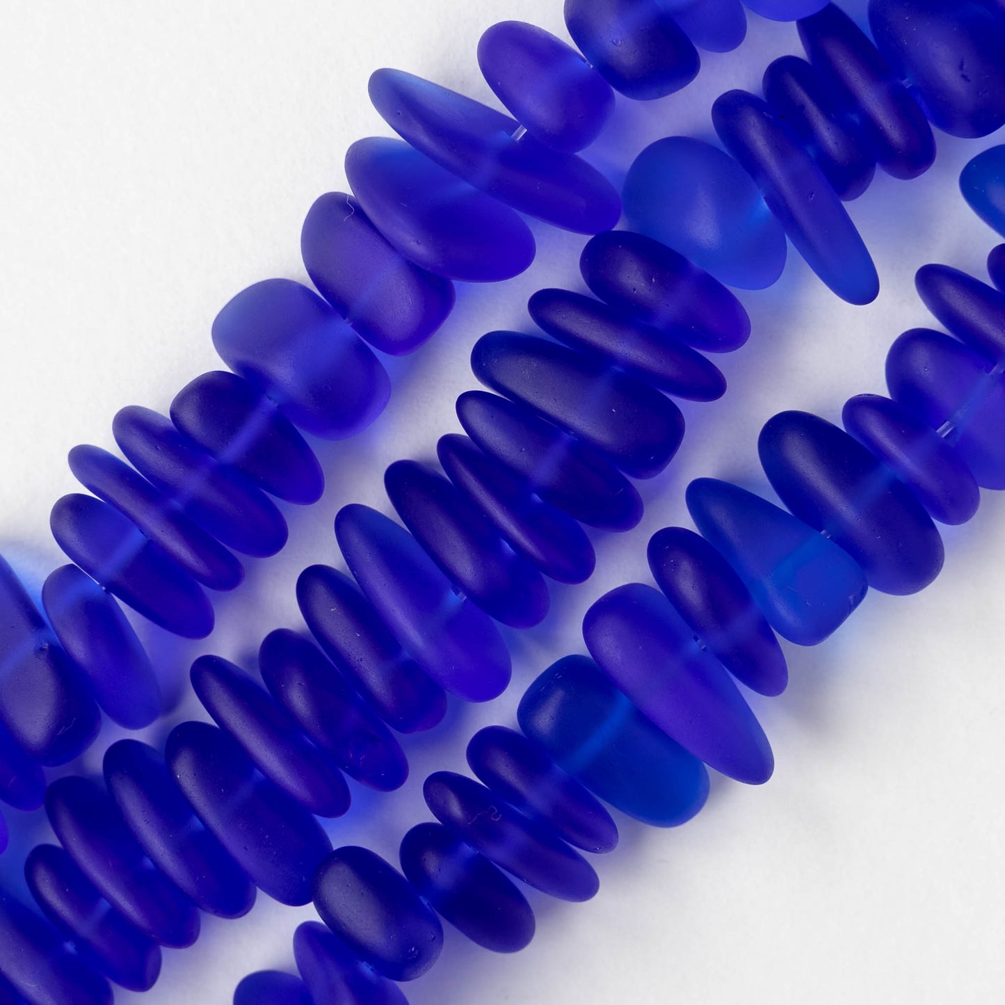 Frosted Glass Pebbles - Cobalt Blue ~ 50 Beads