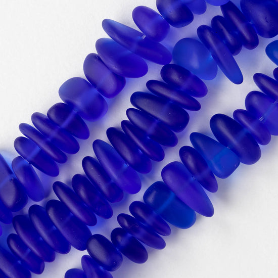Frosted Glass Pebbles - Cobalt Blue ~ 50 Beads