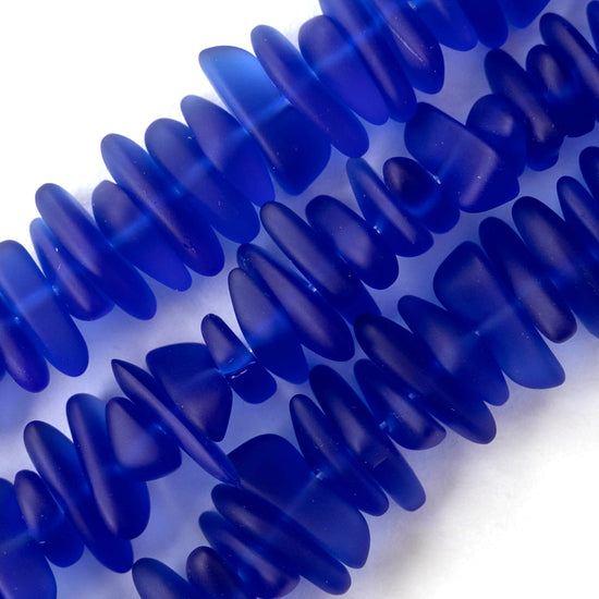 Frosted Glass Pebbles - Cobalt Blue ~ 50 Beads