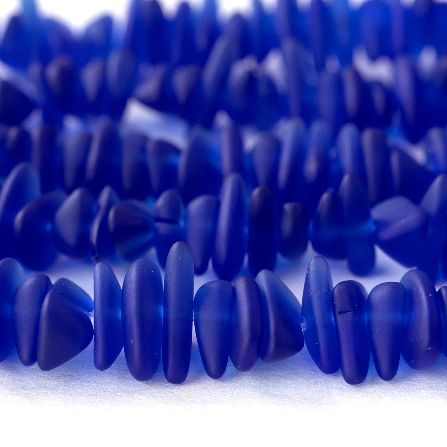 Frosted Glass Pebbles - Cobalt Blue ~ 50 Beads