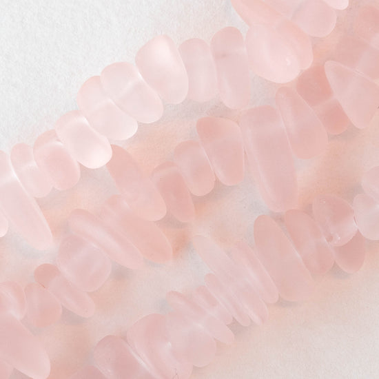 Frosted Glass Pebbles - Soft Peach - 50 Beads