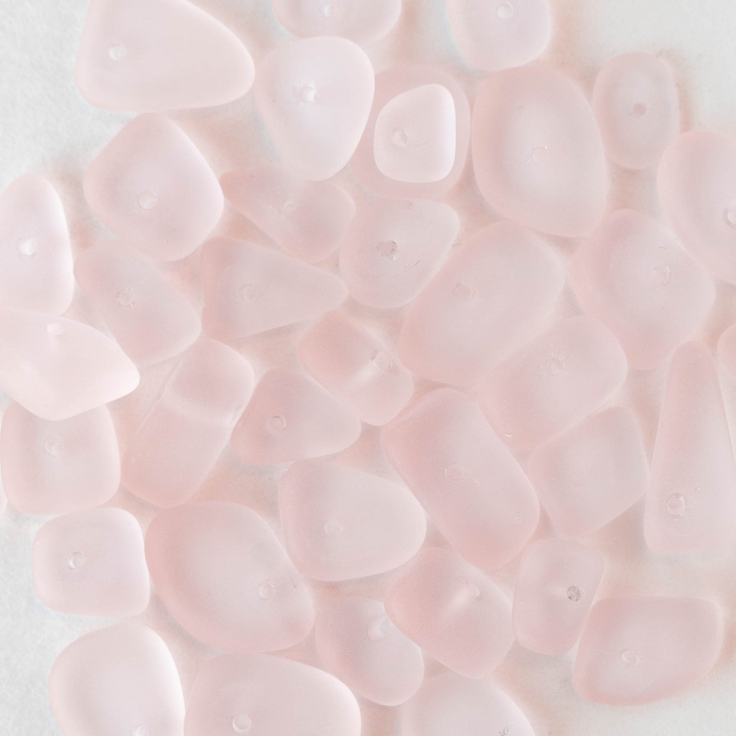 Frosted Glass Pebbles - Soft Peach - 50 Beads