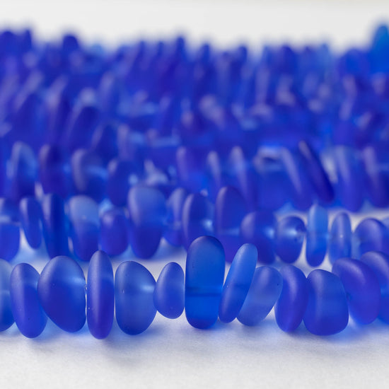 Frosted Glass Pebbles - Royal Blue ~ 50 Beads