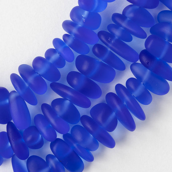 Frosted Glass Pebbles - Royal Blue ~ 50 Beads