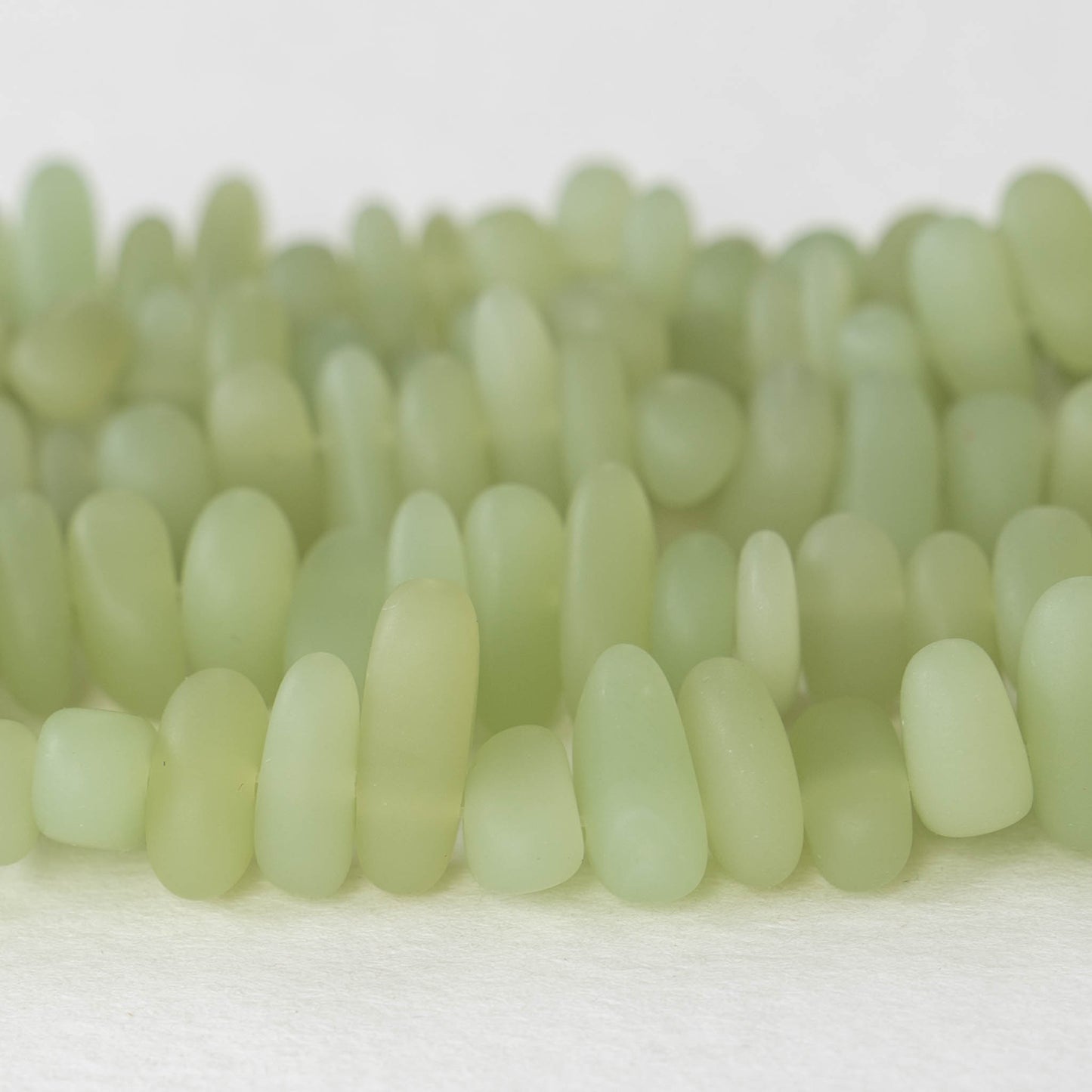 Frosted Glass Pebbles - Opaque Light Olive Green ~ 50 Beads