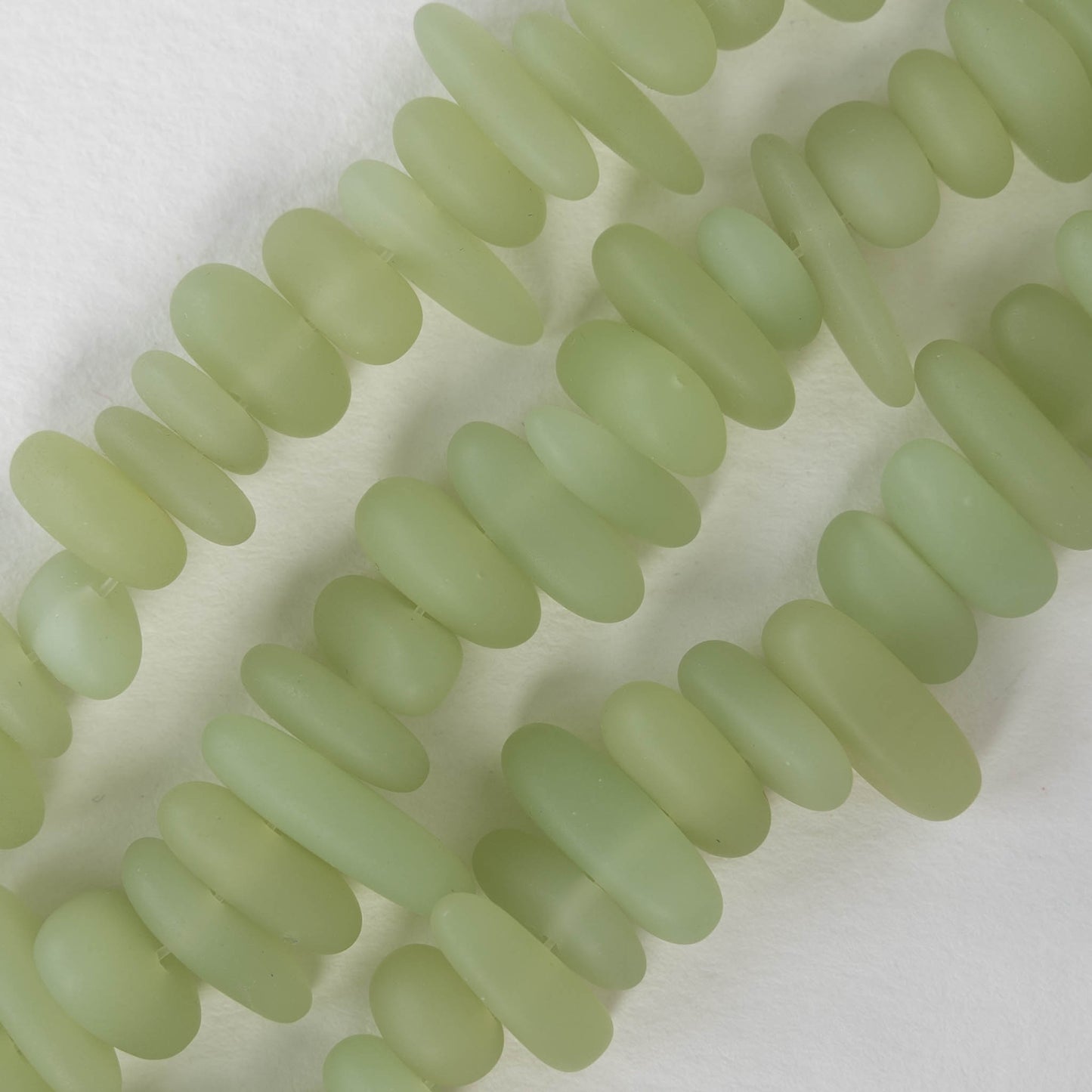 Frosted Glass Pebbles - Opaque Light Olive Green ~ 50 Beads