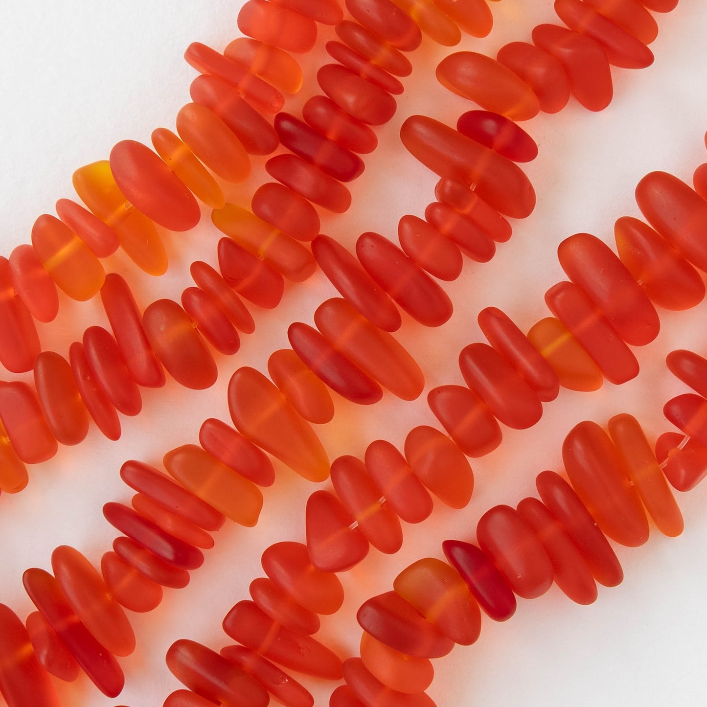 Frosted Glass Pebbles - Orange - 50 Beads