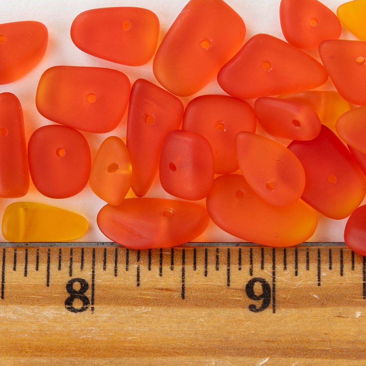 Frosted Glass Pebbles - Orange - 50 Beads