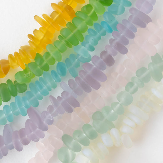 Frosted Glass Pebbles -Garden Mix - 50 grams ~60 beads