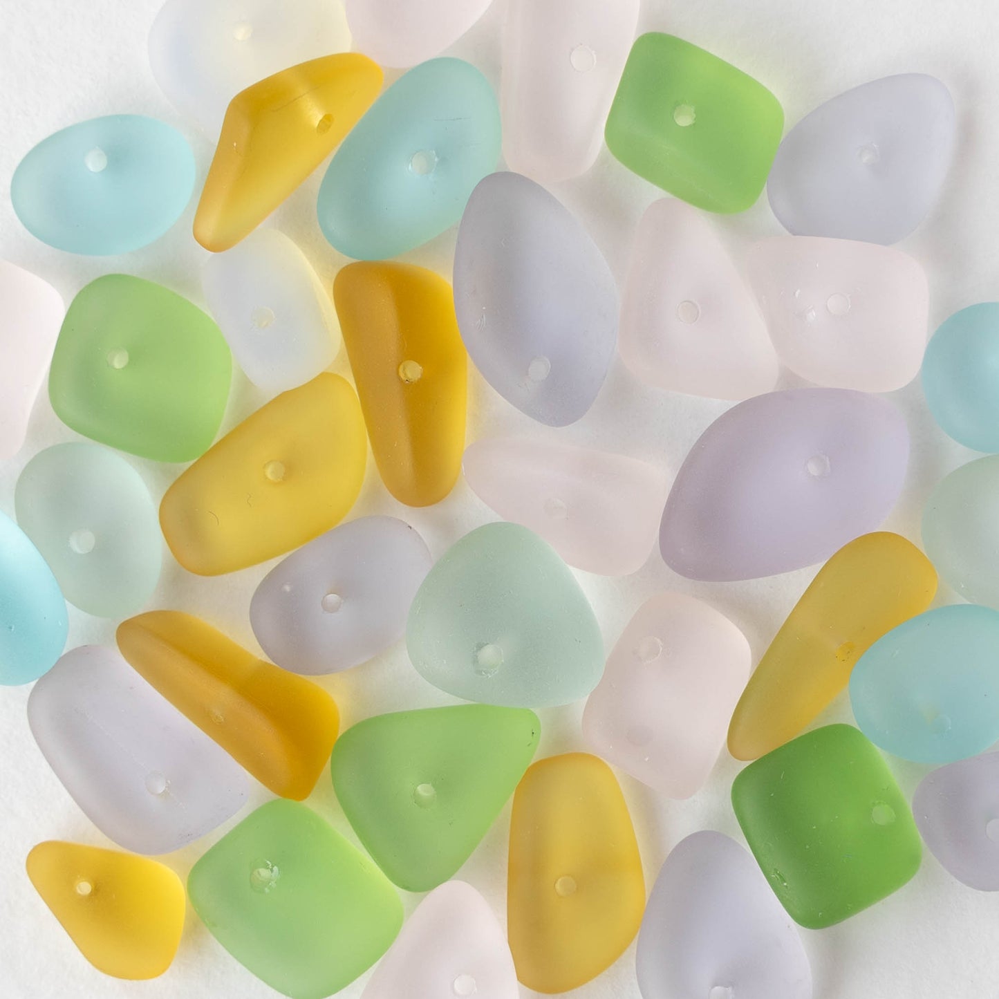 Frosted Glass Pebbles -Garden Mix - 50 grams ~60 beads