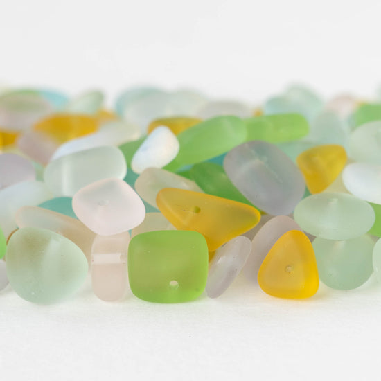 Frosted Glass Pebbles -Garden Mix - 50 grams ~60 beads