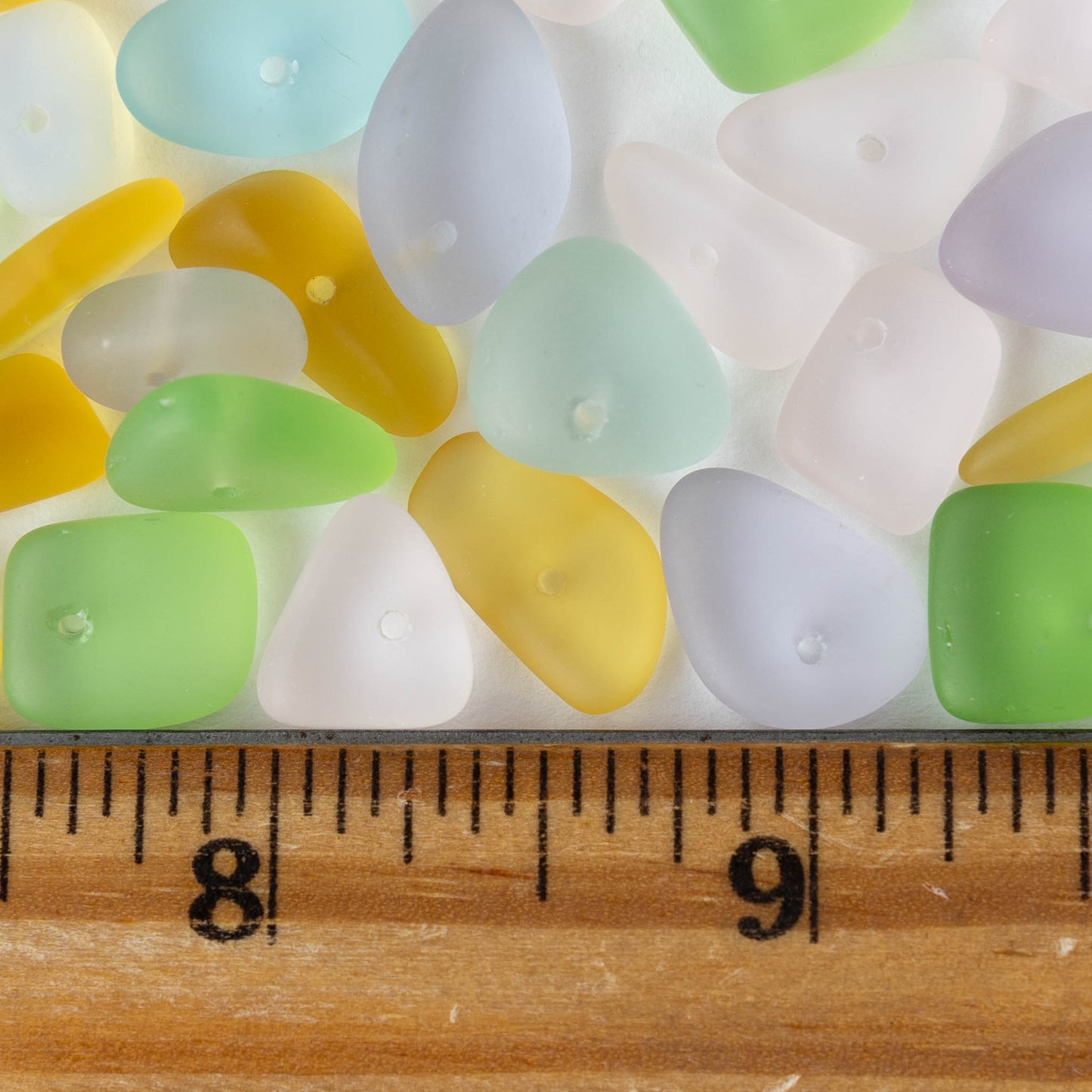 Frosted Glass Pebbles -Garden Mix - 50 grams ~60 beads