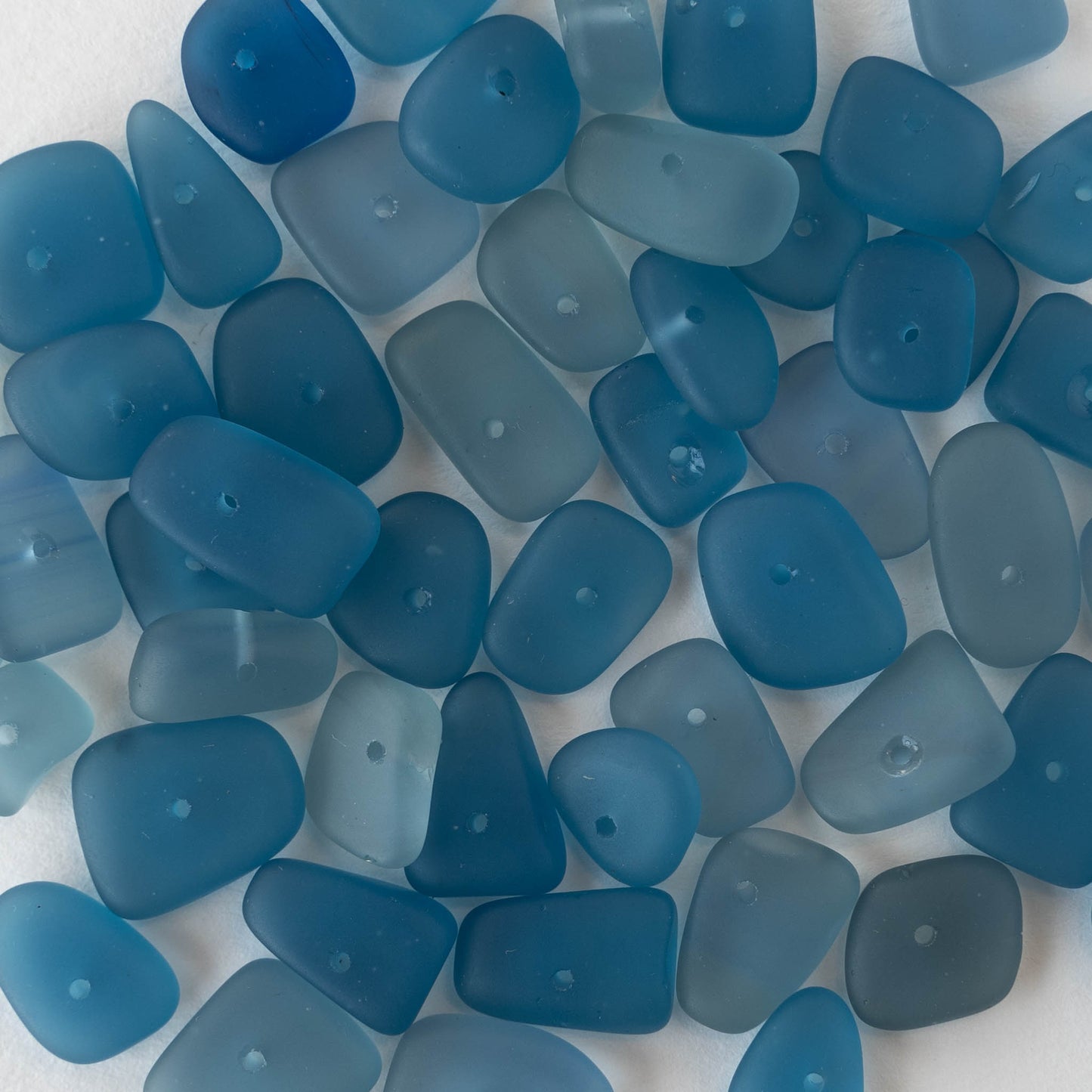 Frosted Glass Pebbles - Slate Blue ~ 50 Beads