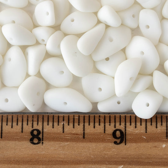 Load image into Gallery viewer, Frosted Glass Pebbles - Opaque Matte White - 50 Beads
