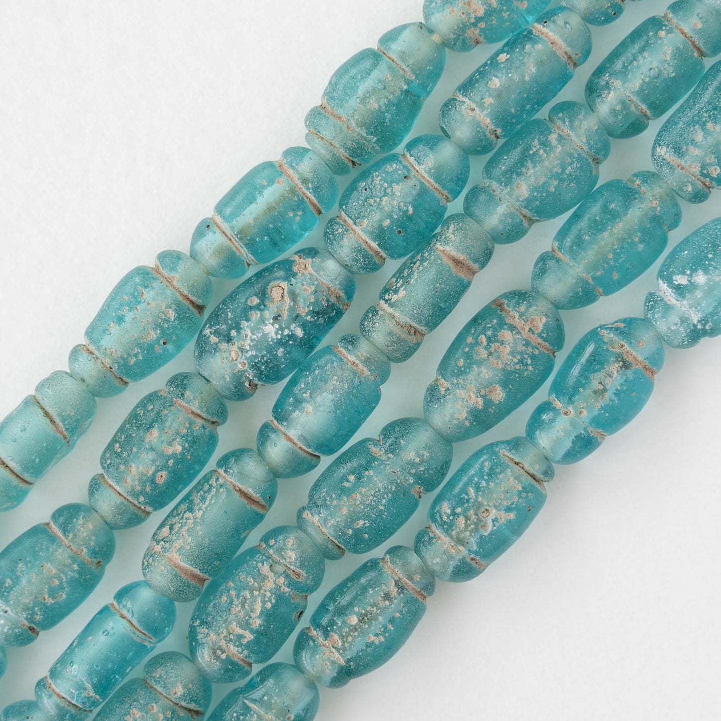 Glass Pompeii Bottle Beads - Aqua Blue - Whole or Half Strand